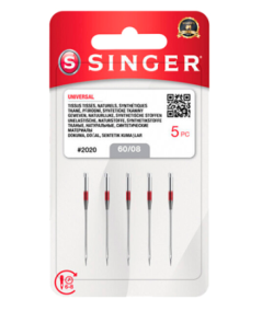 AGUJA DOMÉSTICA SINGER 2020 TEJIDOS DE ALGODÓN GROSOR 60/08