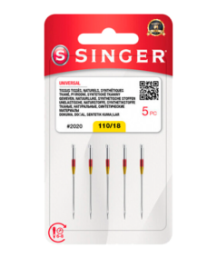 AGUJA DOMÉSTICA SINGER 2020 TEJIDOS DE ALGODÓN GROSOR 110/18